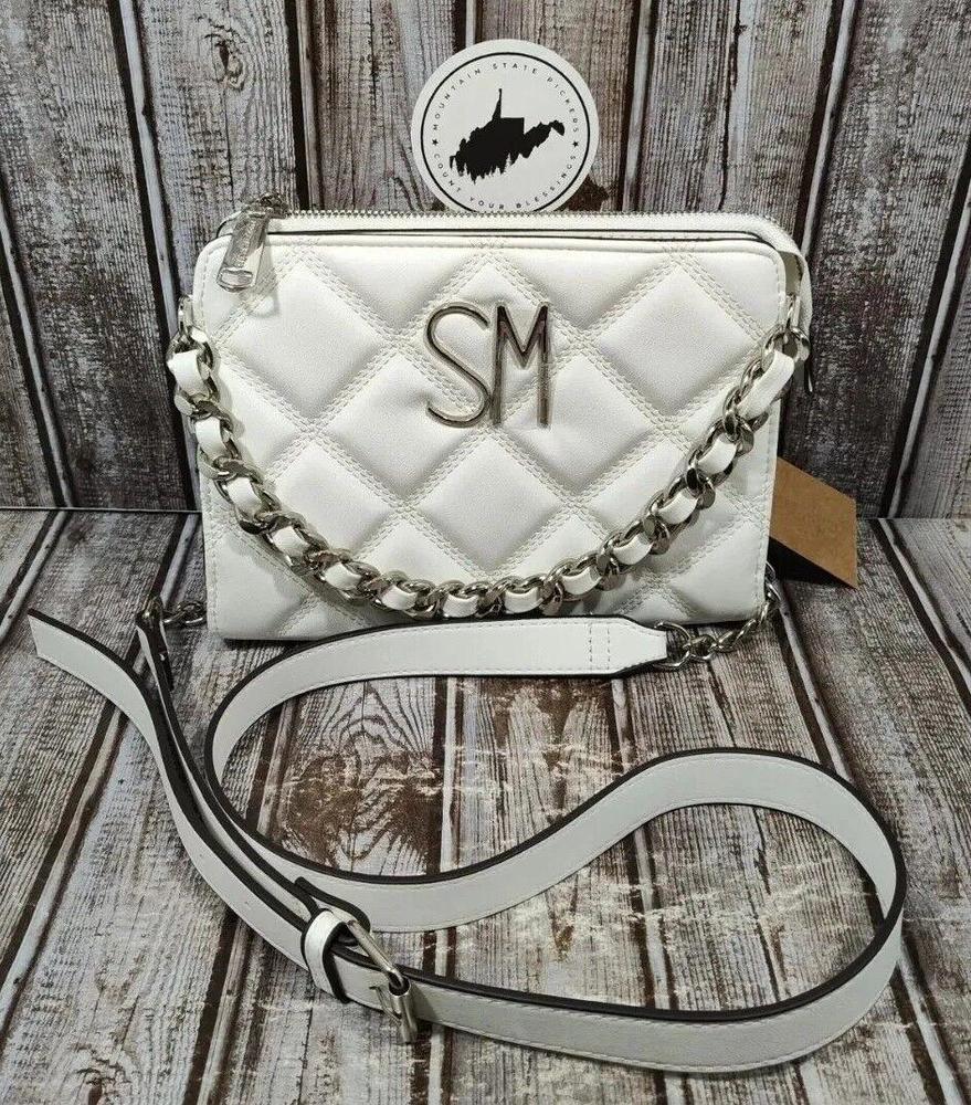 Steve Madden Purse Crossbody Quilted Handbag - White Gigi BGIGI NWT